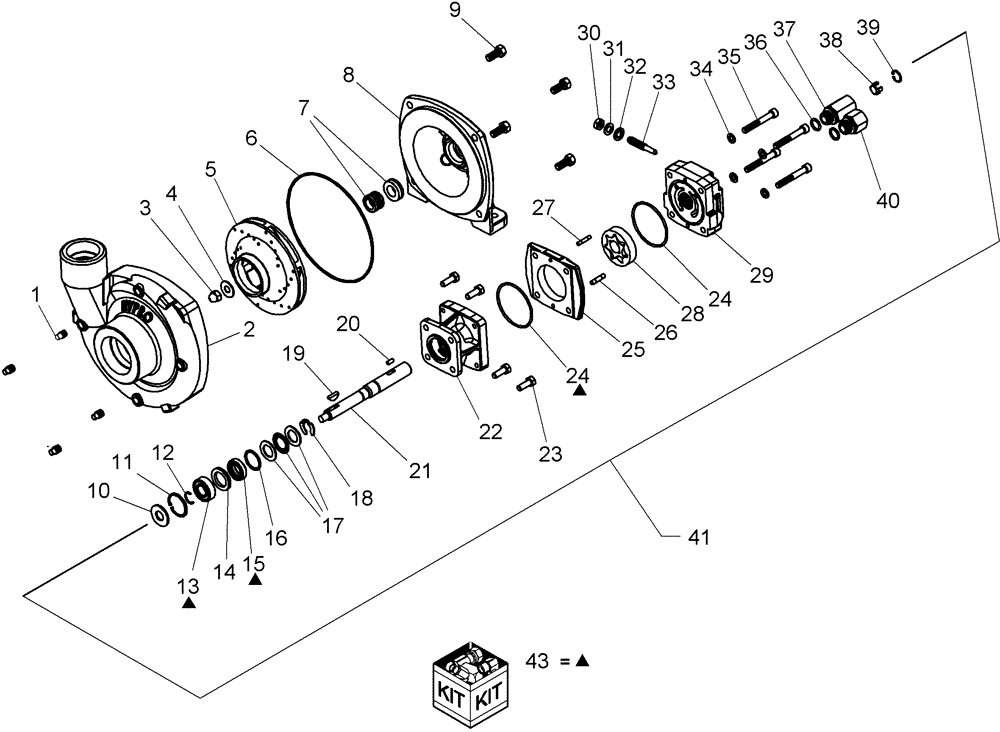 Схема запчастей Case IH SRX160 - (L.20.C[09]) - PUMP - ASSEMBLY, HYDRAULIC CENTRIFUGAL DETAIL (HYPRO 9306C-HM1C) L - Field Processing