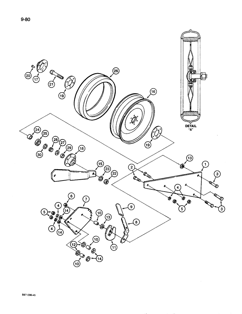 Схема запчастей Case IH 8600 - (9-080) - 13 INCH DEPTH PRESS WHEEL (09) - CHASSIS/ATTACHMENTS