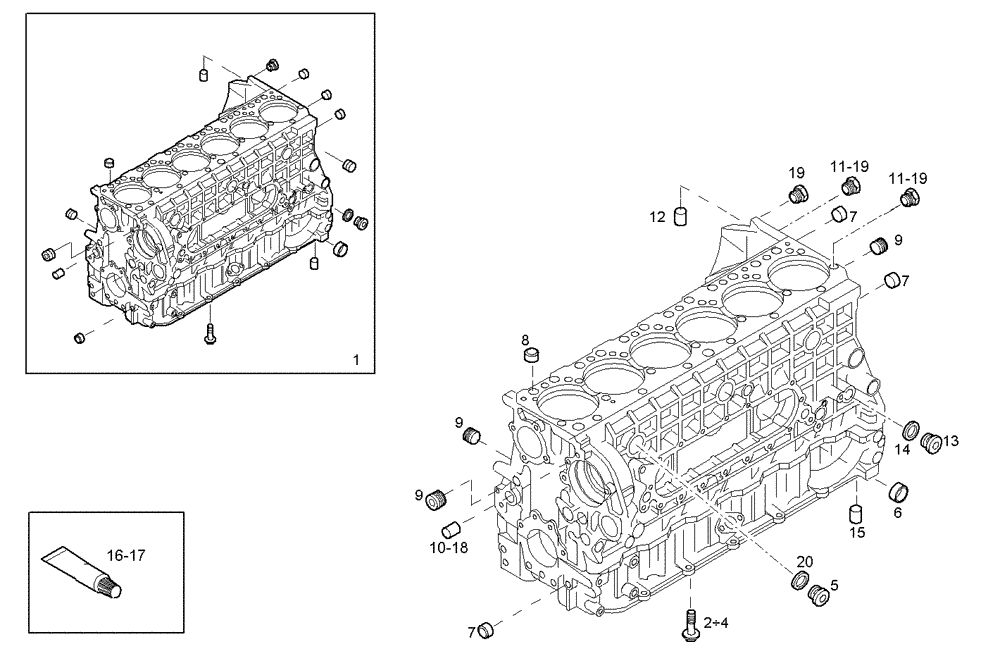 Схема запчастей Case IH F3AE0684D B001 - (0401.016) - CRANKCASE 