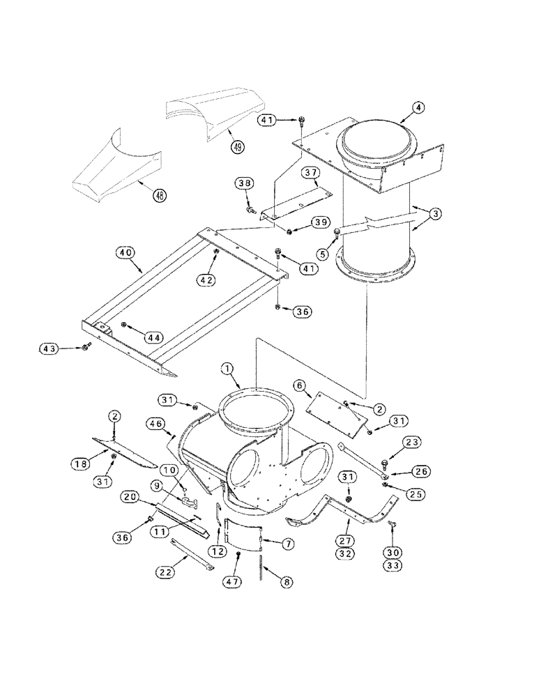 Схема запчастей Case IH 2388 - (09E-10) - UNLOADER HOUSING - GRAIN TANK, LOWER (17) - GRAIN TANK & UNLOADER