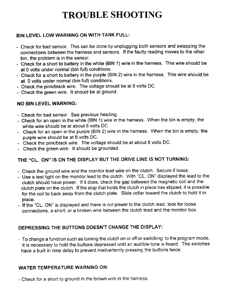 Схема запчастей Case IH 2400 - (C29) - TROUBLE SHOOTING 