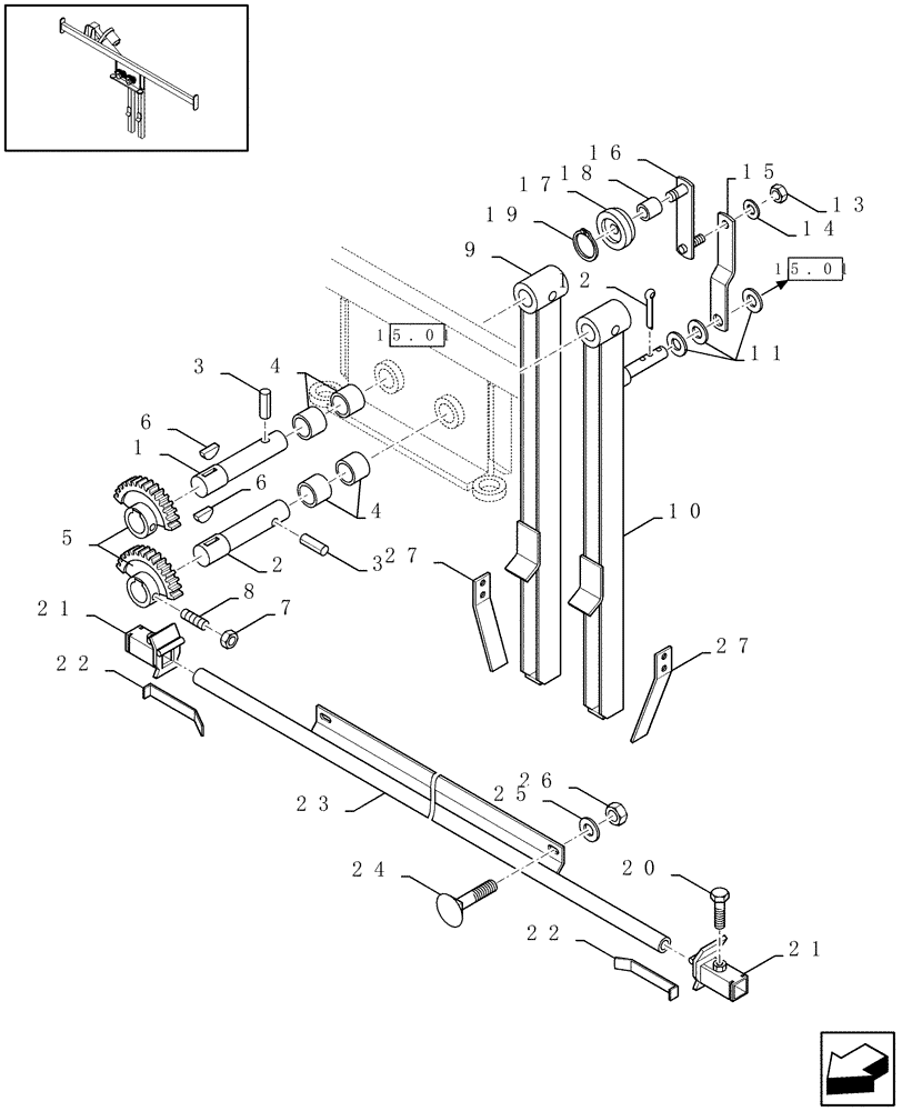 Схема запчастей Case IH RBX341 - (15.02[01]) - TWINE ARM (15) - KNOTTER /WRAPPER