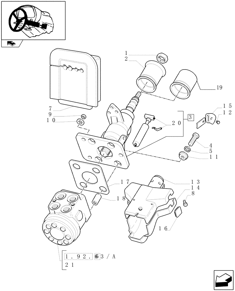 Схема запчастей Case IH FARMALL 95C - (1.92.63[02]) - STEERING COLUMN (10) - OPERATORS PLATFORM/CAB