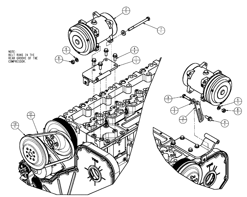 Схема запчастей Case IH FLX4510 - (02-021) - COMPRESSOR GROUP, A/C (01) - ENGINE