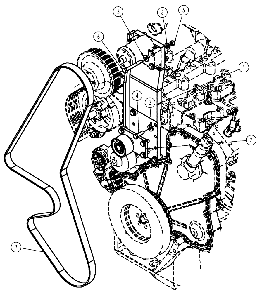 Схема запчастей Case IH FLX3010 - (02-030) - FAN BELT DRIVE GROUP (01) - ENGINE