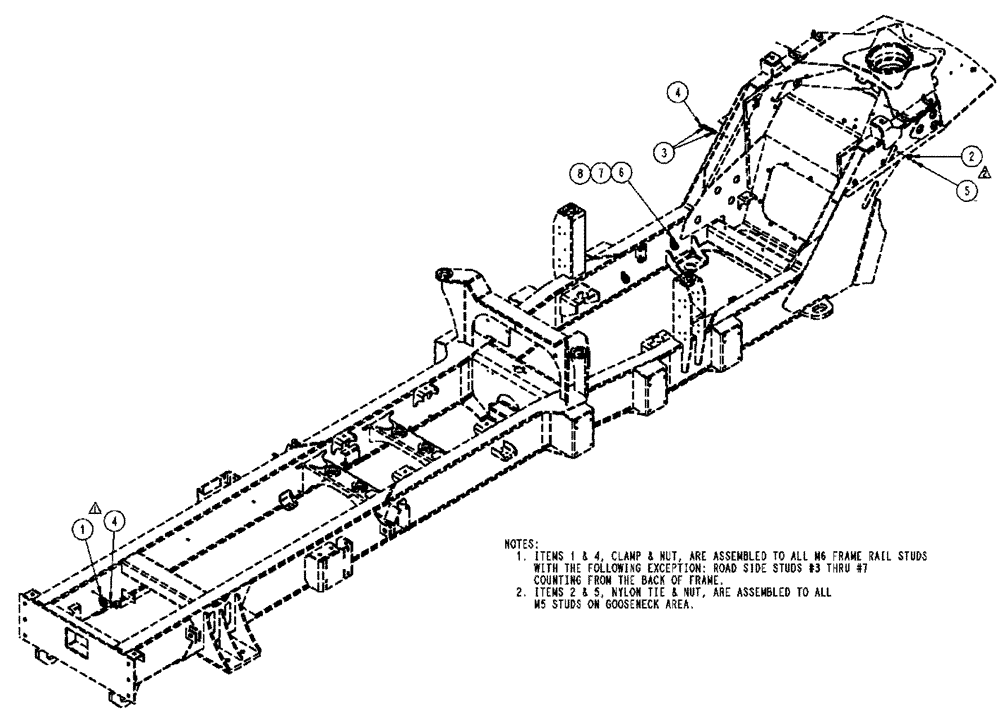 Схема запчастей Case IH FLX3510 - (04-027) - CLAMP GROUP, WIRE HARNESS & HOSE Frame & Suspension