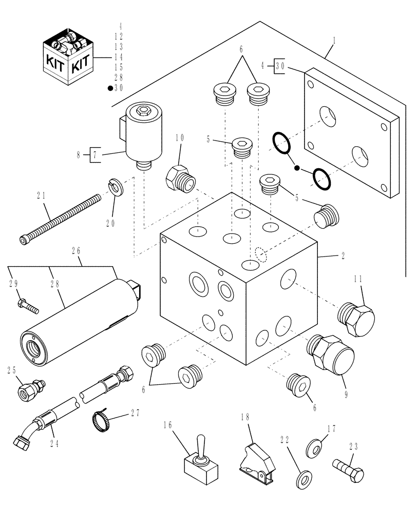 Схема запчастей Case IH WDX1101 - (040B) - HEADER REVERSER KIT (35) - HYDRAULIC SYSTEMS