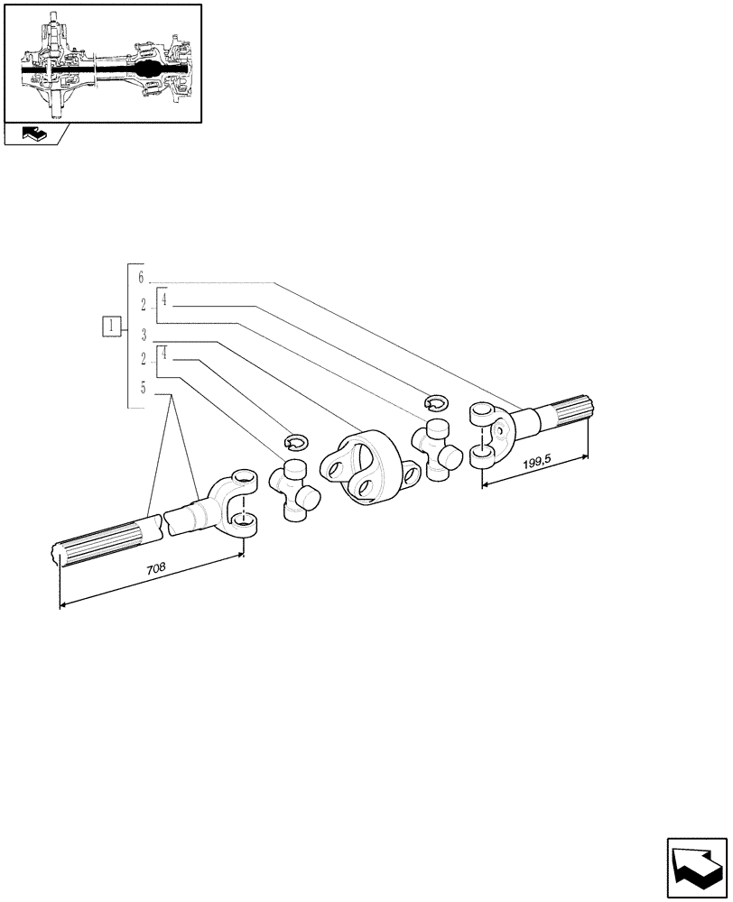 Схема запчастей Case IH PUMA 140 - (1.40. 7/10A[01]) - SHAFT ARTICULATED - BREAKDOWN - C5954 (VAR.330409) (04) - FRONT AXLE & STEERING