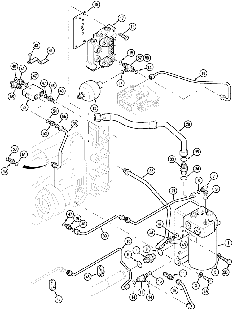 Схема запчастей Case IH MX170 - (08-07) - HYDRAULIC PUMP, OIL LINES AND FILTER (35) - HYDRAULIC SYSTEMS