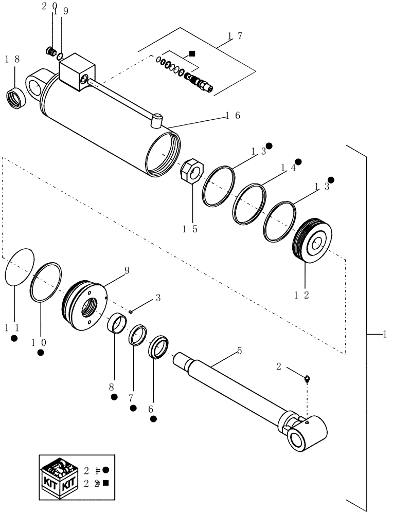 Схема запчастей Case IH 1200PT - (A.10.A[13]) - HYDRAULIC CYLINDER - 87414319 A - Distribution Systems