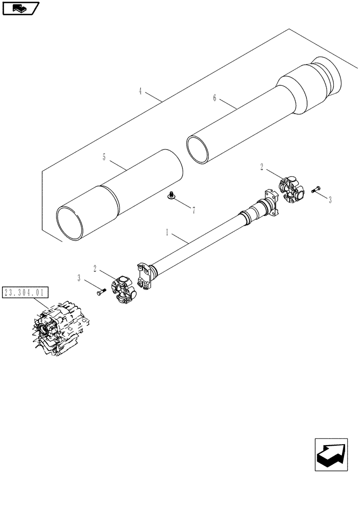 Схема запчастей Case IH MAGNUM 210 - (23.314.01) - MFD AXLE, DRIVE SHAFT (23) - FOUR WHEEL DRIVE SYSTEM