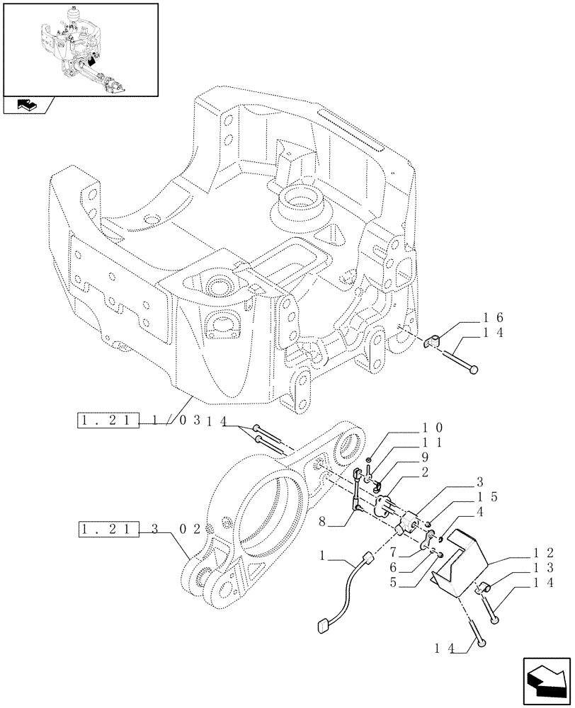 Схема запчастей Case IH PUMA 195 - (1.75.0/01[01]) - (VAR.212-463) FRONT AXLE WITH ACTIVE SUSPENSION - ROTARY POSITION SENSOR (06) - ELECTRICAL SYSTEMS