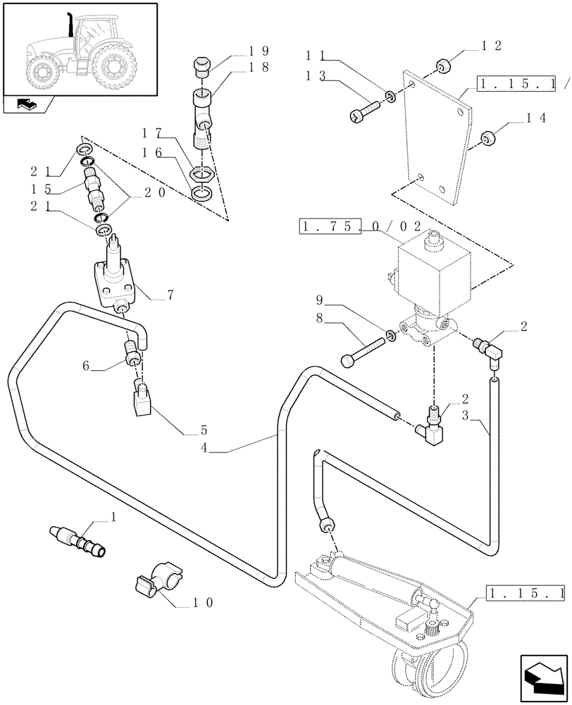 Схема запчастей Case IH PUMA 180 - (1.15.1/02[01]) - (VAR.330) AUTO GUIDANCE SYSTEM READY FOR EXHAUST BRAKE OPTION - PIPES (02) - ENGINE EQUIPMENT