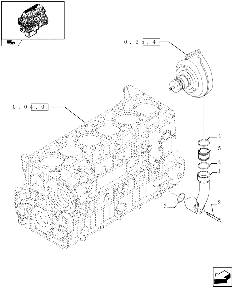 Схема запчастей Case IH F3CE0684A E001 - (0.25.8) - RETURN OIL LINE - TURBOCOMPOUND (504220952) 