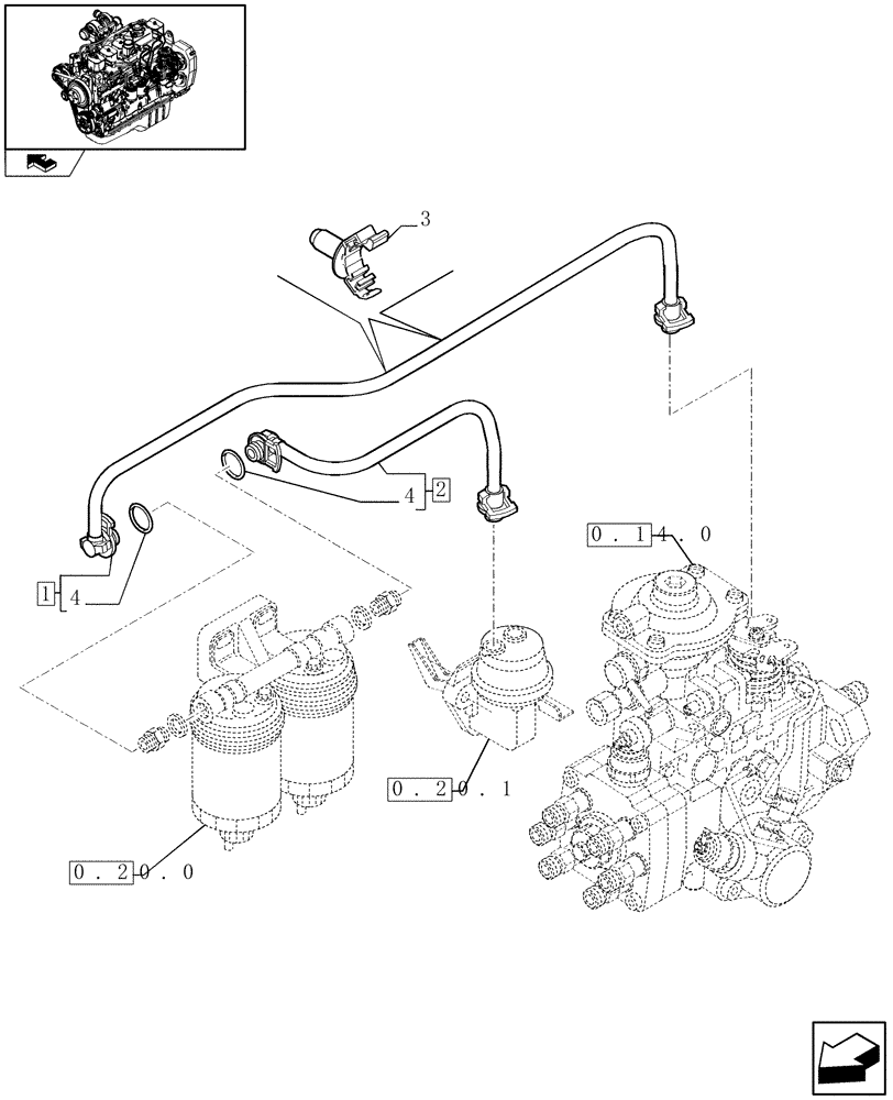 Схема запчастей Case IH F4GE9684R J600 - (0.20.3) - PIPING - FUEL (504072175) 