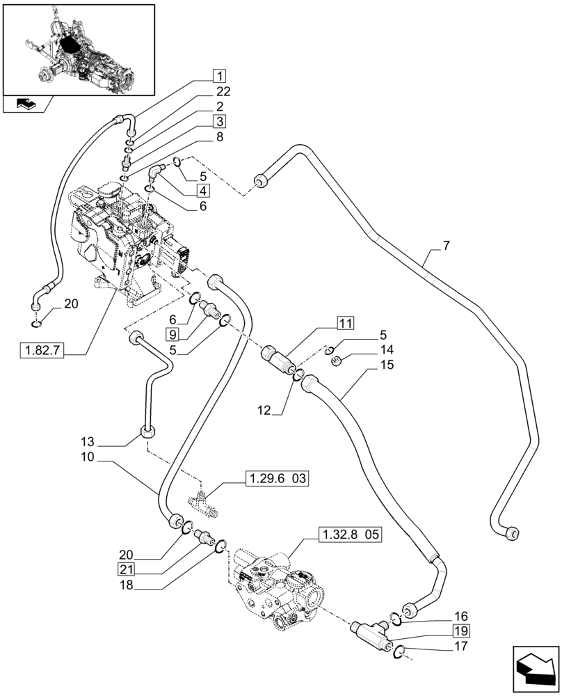 Схема запчастей Case IH PUMA 210 - (1.82.1[01]) - LIFTER LINES - REMOTE CONTROL VALVES MAIN SUPPLY AND LOAD SENSE LINE (07) - HYDRAULIC SYSTEM