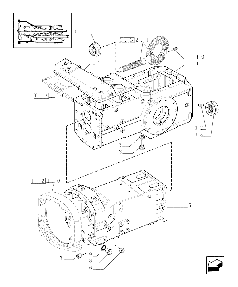 Схема запчастей Case IH JX100U - (1.21.0/03) - (VAR.275-279) POWER SHUTTLE - HI-LO - 30-40 KMH - HYDRAULIC PTO - BOXES (03) - TRANSMISSION