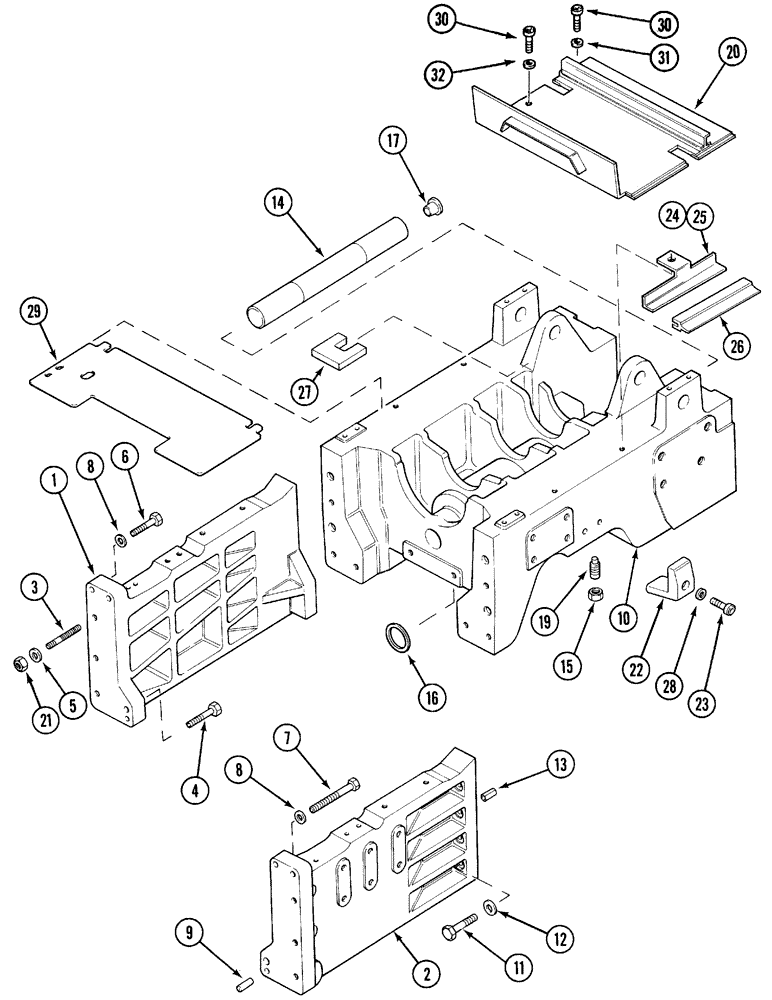 Схема запчастей Case IH 5130 - (9-036) - ENGINE SIDE RAILS AND FRONT BOLSTER (09) - CHASSIS/ATTACHMENTS