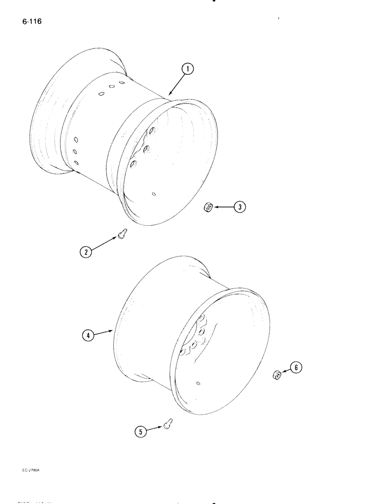 Схема запчастей Case IH 595 - (6-116) - REAR WHEELS, INTEGRAL DISC TYPE (06) - POWER TRAIN