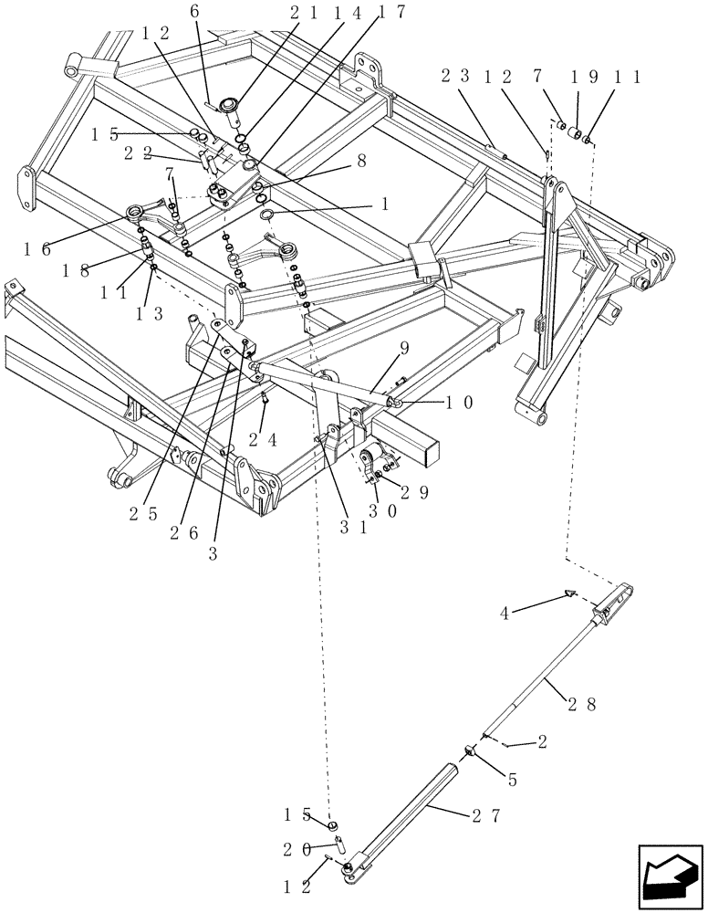 Схема запчастей Case IH PTX600 - (1.120.3) - DEPTH CONTROL (CENTER SECTION) ASSEMBLY (12) - FRAME