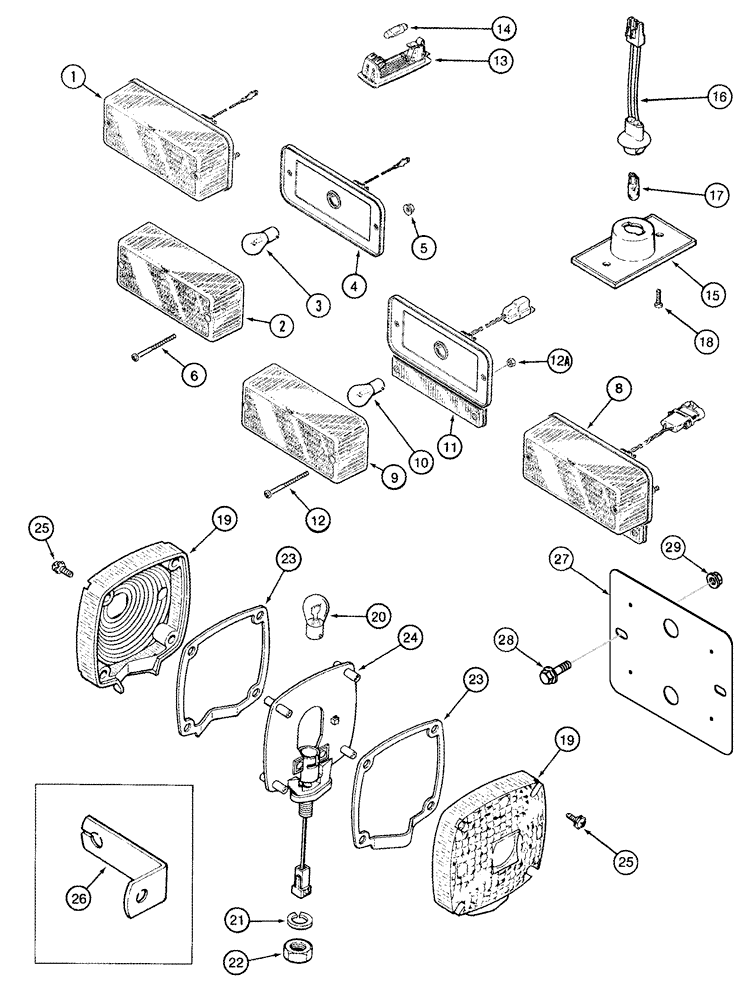 Схема запчастей Case IH CPX610 - (04-22) - LAMP ASSEMBLIES - WARNING, STOP-TAIL, DOME, AND CONSOLE (06) - ELECTRICAL SYSTEMS