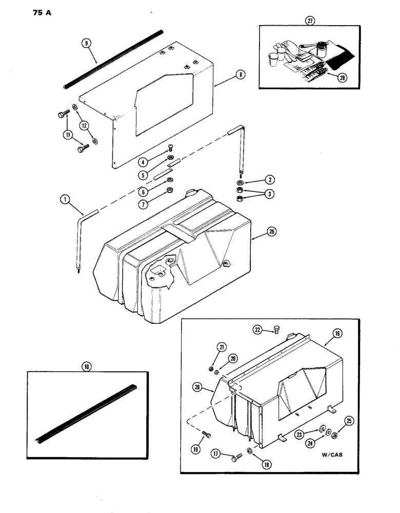 Схема запчастей Case IH 770 - (075A) - FUEL TANK MOUNTING, 267B DIESEL ENGINE (03) - FUEL SYSTEM