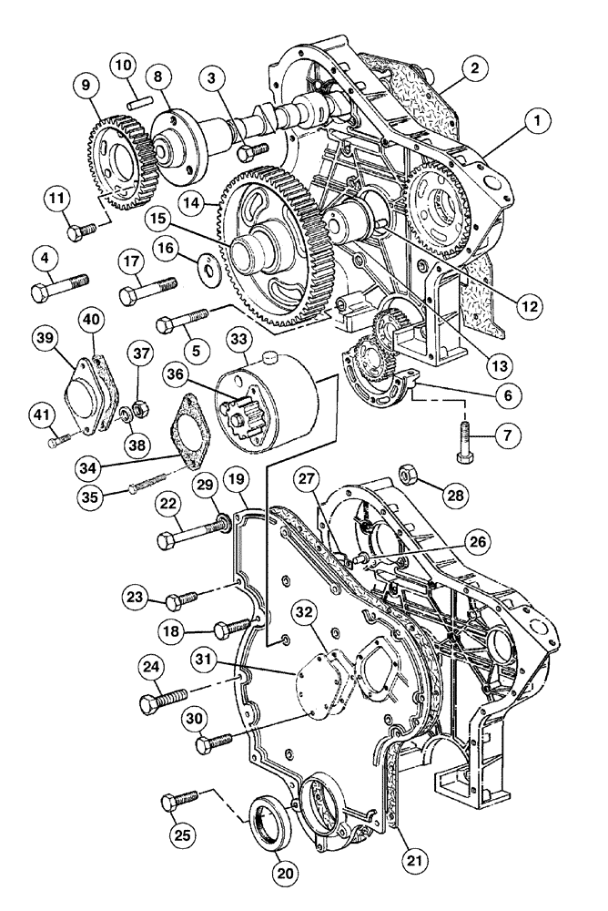 Схема запчастей Case IH C60 - (02-21) - CYLINDER BLOCK FRONT COVER (02) - ENGINE