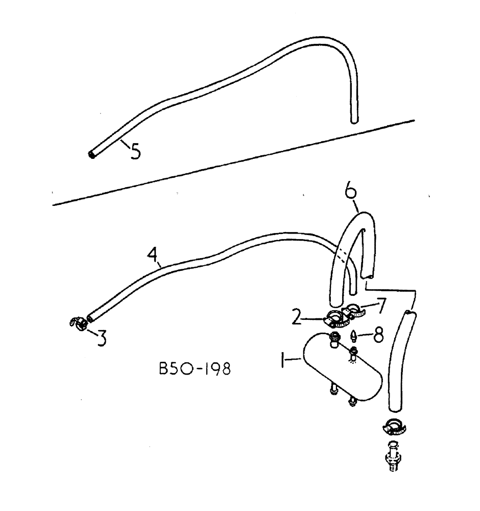 Схема запчастей Case IH 885 - (04-012) - BRAKE RESERVOIR AND HOSES SYNCHRO (5.1) - BRAKES