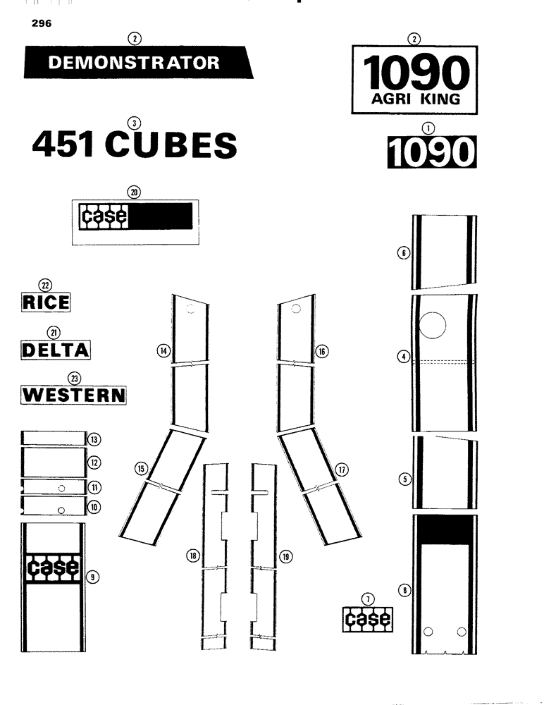 Схема запчастей Case IH 1090 - (296) - DECALS, DEMONSTRATOR (09) - CHASSIS/ATTACHMENTS