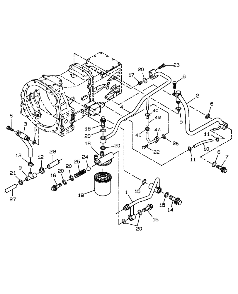 Схема запчастей Case IH FARMALL 40 - (07.11) - HYDRAULIC PIPING W/HST (07) - HYDRAULIC SYSTEM