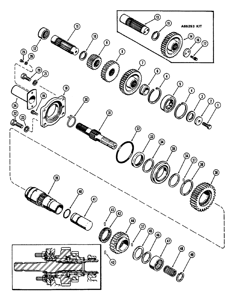 Схема запчастей Case IH 1175 - (150) - P.T.O. OUTPUT AND IDLER SHAFTS, DUAL SPEED (06) - POWER TRAIN