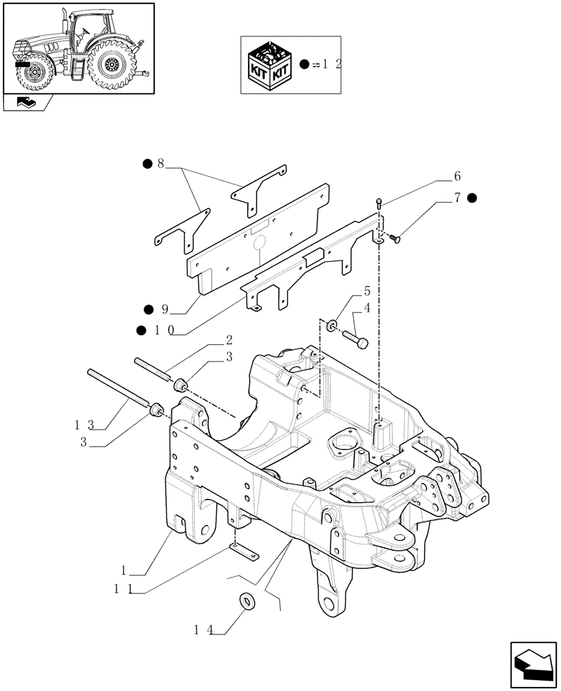 Схема запчастей Case IH PUMA 140 - (1.21.1/05[01]) - INTEGRATED FRONT HPL WITH PTO FOR FRONT AXLE SUSPENSION - AXLE SUPPORT (VAR.334648-335648) (03) - TRANSMISSION