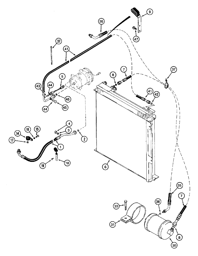 Схема запчастей Case IH 8920 - (9-102) - AIR CONDITIONING, CONDENSER AND RECEIVER DRIER (09) - CHASSIS/ATTACHMENTS