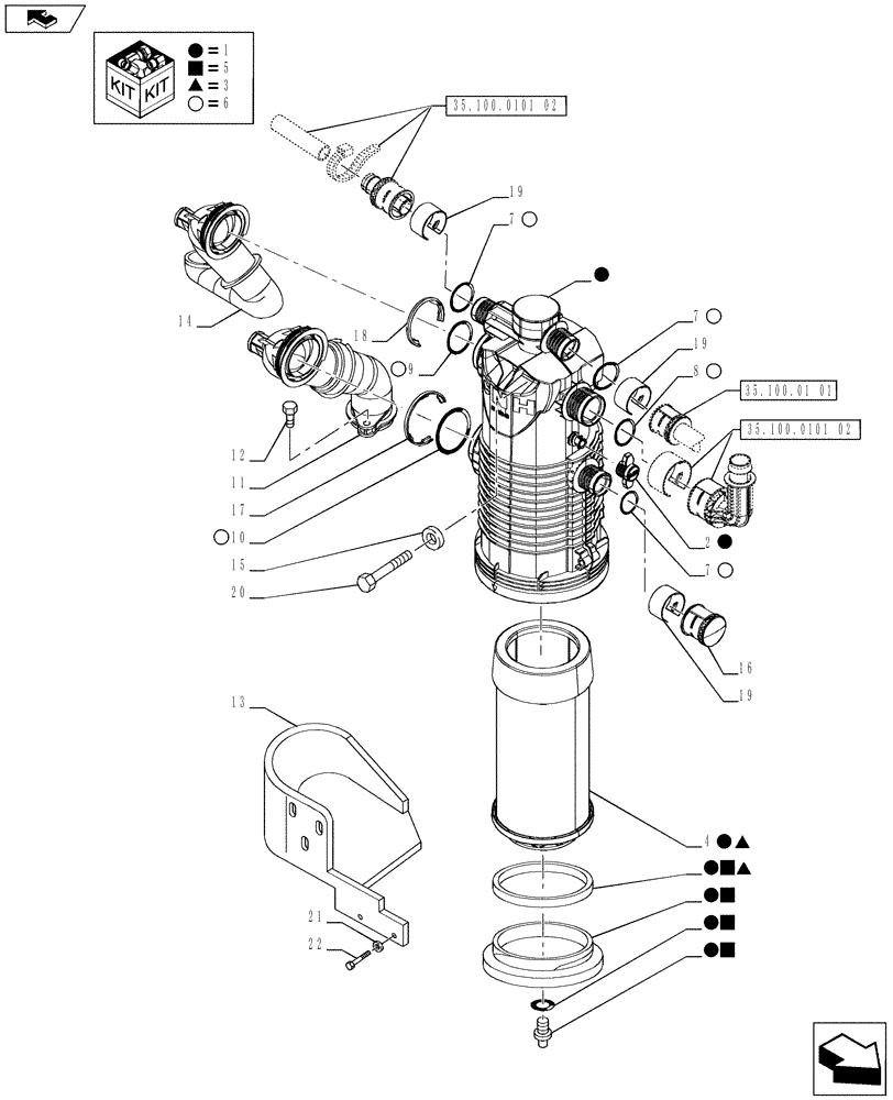 Схема запчастей Case IH PUMA 215 - (35.100.0101[01]) - 150 L/MIN PUMP W/EDC - OIL FILTER (VAR.729004-728481 / 743616) (35) - HYDRAULIC SYSTEMS