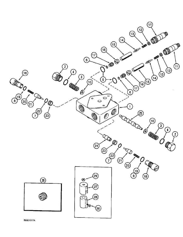 Схема запчастей Case IH 1666 - (8-42) - DOUBLE PILOTED VALVE,1267035C94, FOR UNLOADER AUGER SWING & REEL FORE AND AFT,PRIOR TO PIN JJC105314 (07) - HYDRAULICS