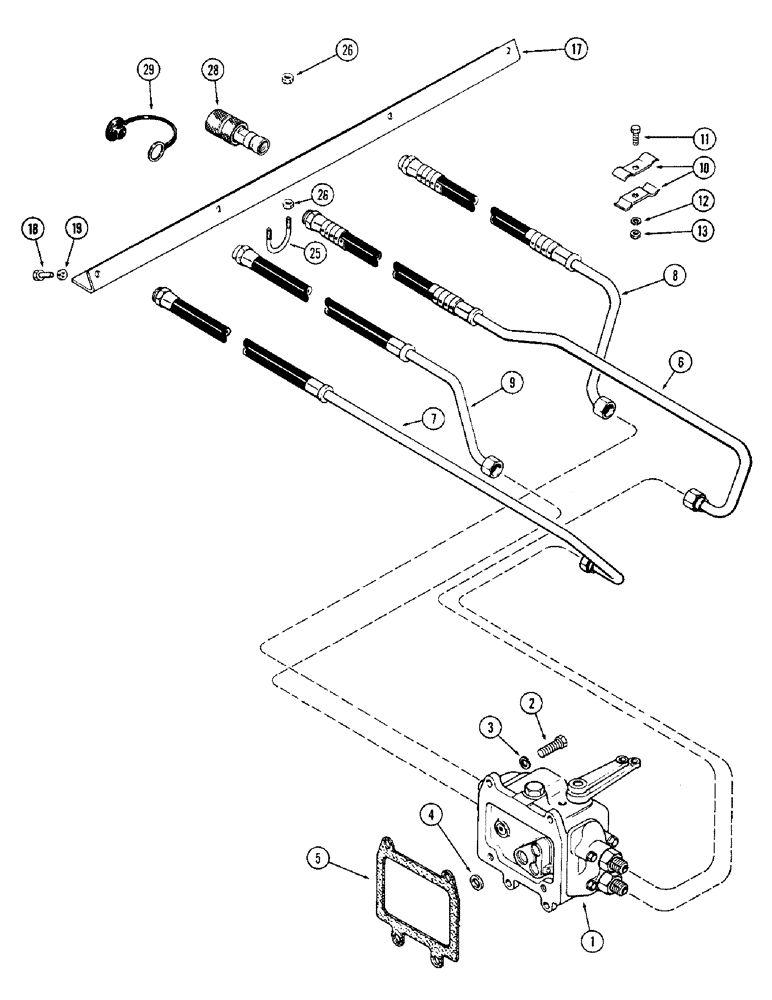 Схема запчастей Case IH 1570 - (200) - LEFT HAND VARIABLE REMOTE HYDRAULIC TUBES AND COUPLINGS (08) - HYDRAULICS