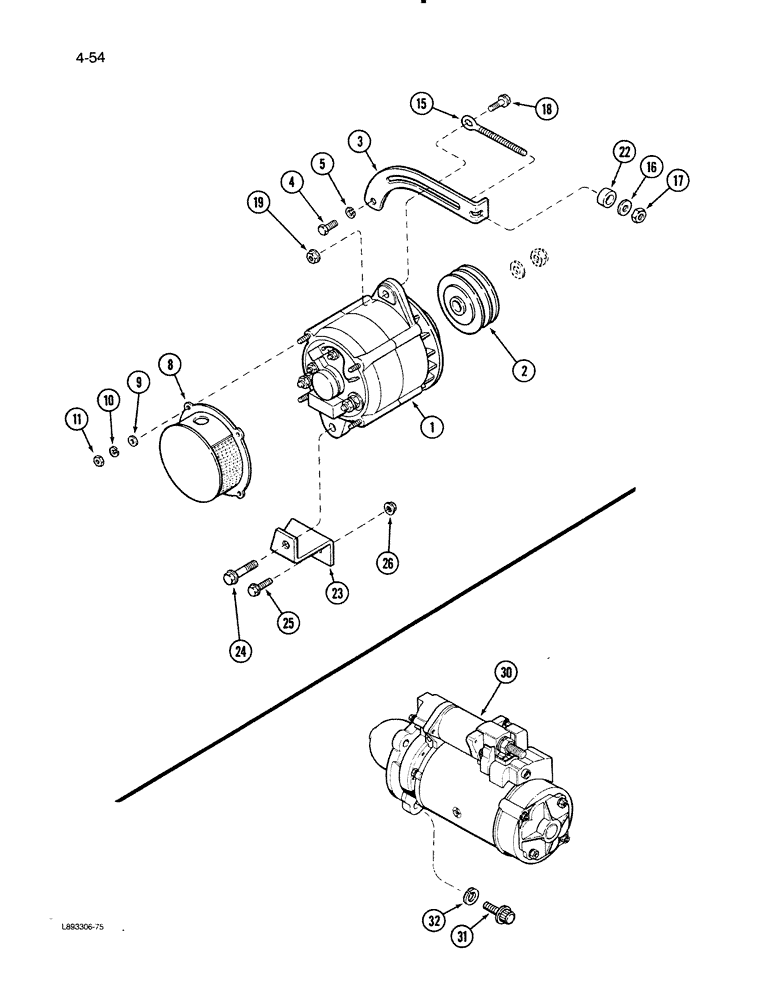 Схема запчастей Case IH 1670 - (4-54) - ALTERNATOR MOUNTING (06) - ELECTRICAL