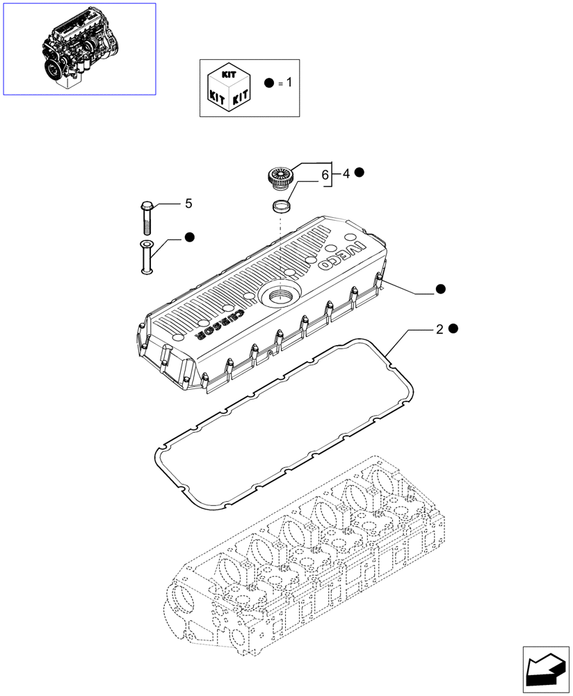 Схема запчастей Case IH STEIGER 435 - (02-35) - HEAD COVER, STEIGER 385 / 435 & 485 (02) - ENGINE