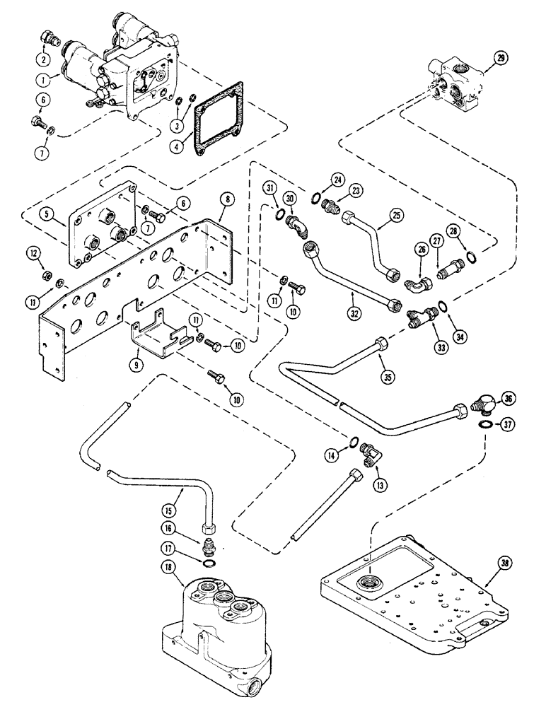 Схема запчастей Case IH 2470 - (330) - SINGLE DUAL REMOTE HYDRAULICS CIRCUITRY, PRIOR TO TRANSMISSION SERIAL NO. 10025257 (08) - HYDRAULICS