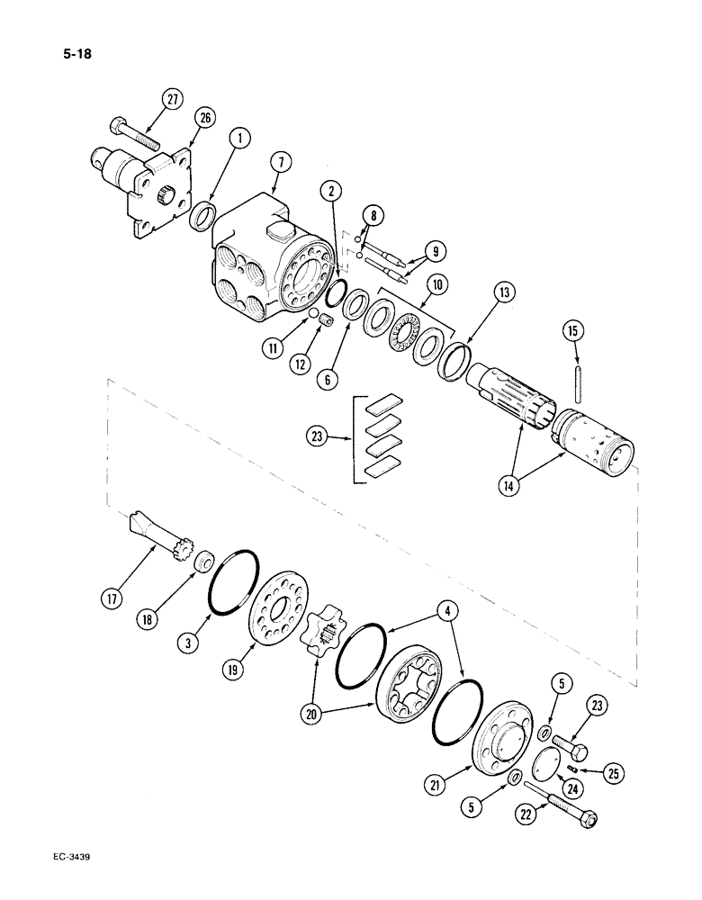 Схема запчастей Case IH 1896 - (5-18) - HYDROSTATIC STEERING PUMP, DANFOSS, FOUR WHEEL DRIVE TRACTORS (05) - STEERING