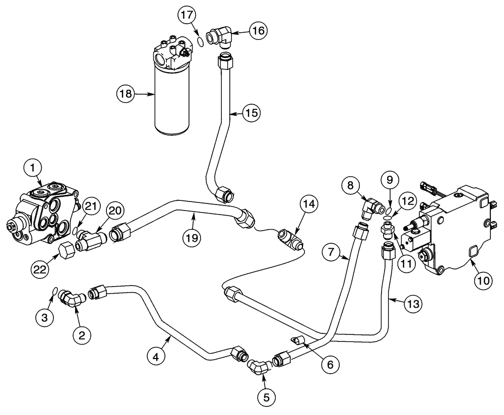 Схема запчастей Case IH 95XT - (06-07) - HYDROSTATICS - AUXILIARY VALVE PLUMBING (NORTH AMERICA JAF0311357- / EUROPE JAF0274360-) (06) - POWER TRAIN