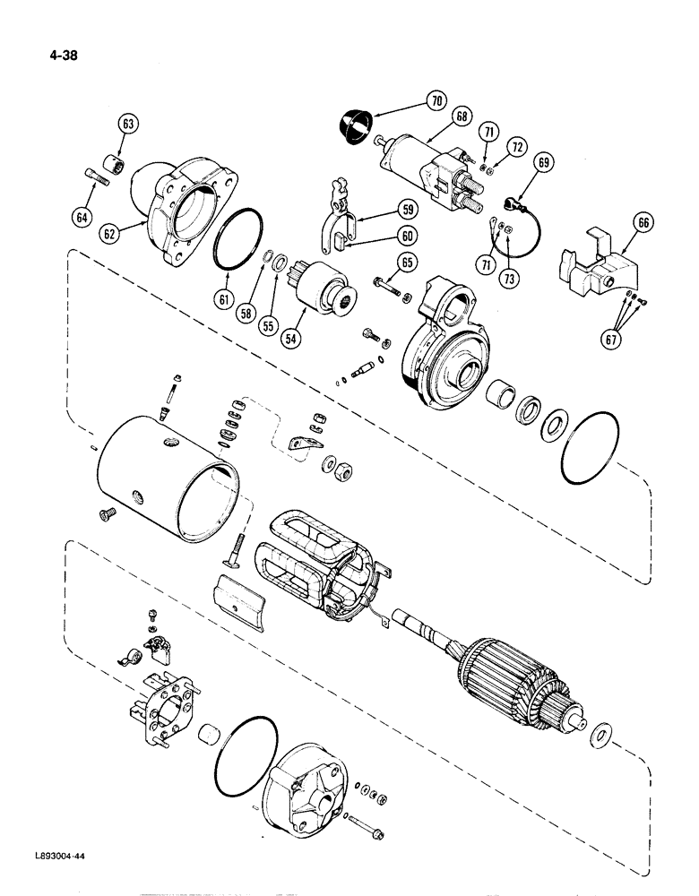 Схема запчастей Case IH 1896 - (4-38) - STARTER ASSEMBLY, NIPPONDENSO NO. 128000-5330 (04) - ELECTRICAL SYSTEMS