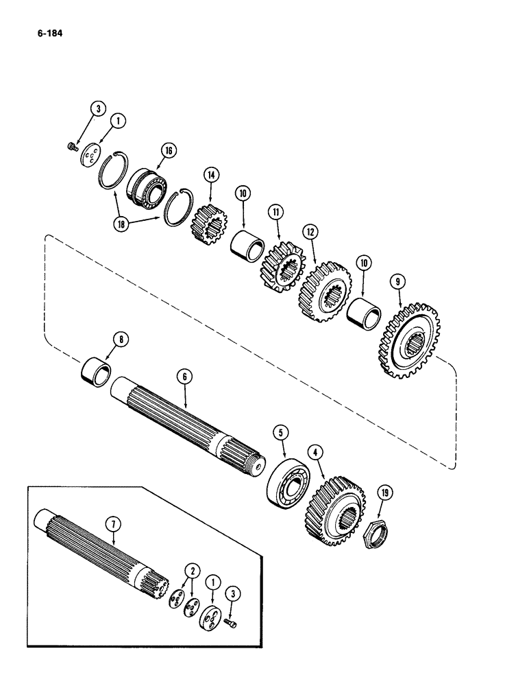 Схема запчастей Case IH 2094 - (6-184) - POWER SHIFT TRANSMISSION, INTERMEDIATE SHAFT (06) - POWER TRAIN