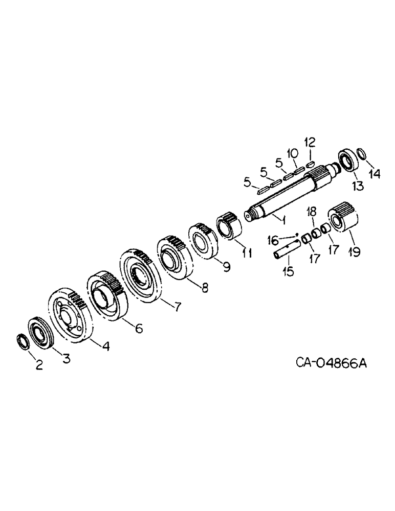 Схема запчастей Case IH 4586 - (07-09) - DRIVE TRAIN, COUNTERSHAFT AND REVERSE SHAFT (04) - Drive Train