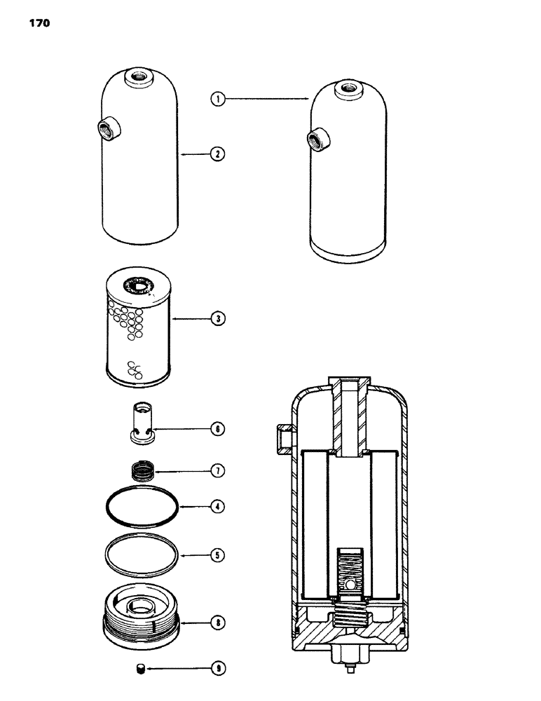 Схема запчастей Case IH 970 - (170) - A60766 HYDRAULIC OIL FILTER, POWER SHIFT (06) - POWER TRAIN