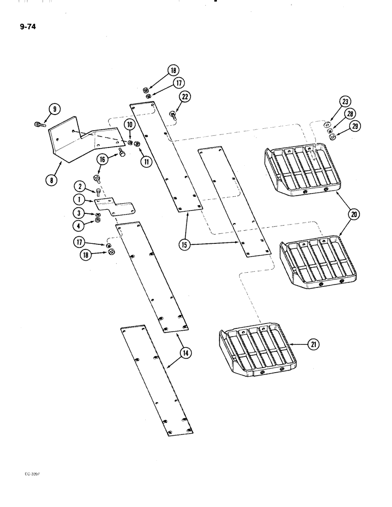 Схема запчастей Case IH 2096 - (9-074) - STEPS, ALUMINUM TYPE, PRIOR TO P.I.N. 17897981 (09) - CHASSIS/ATTACHMENTS