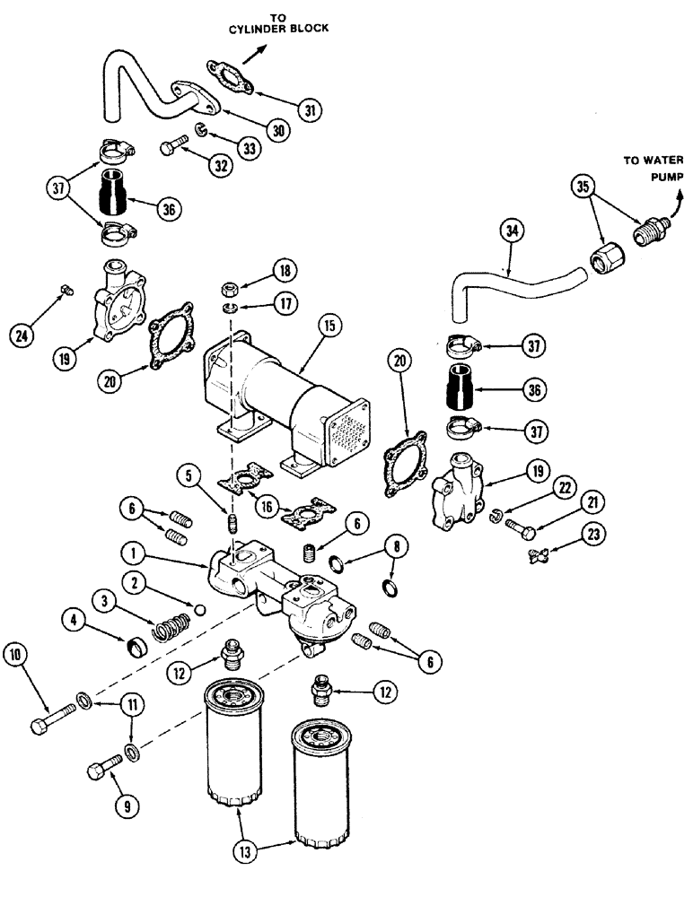 Схема запчастей Case IH 2594 - (2-26) - OIL FILTER AND HEAT EXCHANGER, 504BDT DIESEL ENGINE (02) - ENGINE