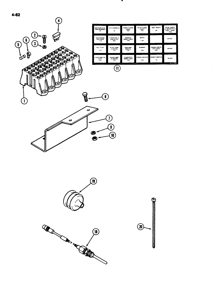 Схема запчастей Case IH 2294 - (4-062) - FUSES AND FUSE HOLDER (04) - ELECTRICAL SYSTEMS