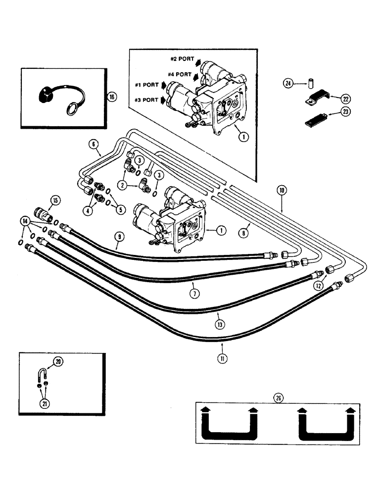 Схема запчастей Case IH 2870 - (274) - REMOTE HYDRAULIC COUPLER CIRCUITRY, WITH SINGLE DUAL CONTROL VALVE, USED P.I.N. 8826982 AND AFTER (08) - HYDRAULICS