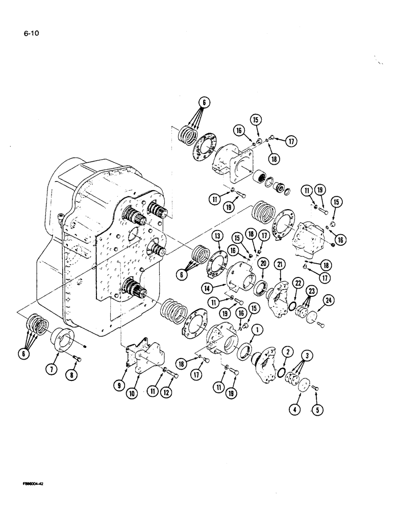 Схема запчастей Case IH 9270 - (6-010) - POWER SHIFT TRANSMISSION ASSEMBLY FRONT COVERS & YOKES (06) - POWER TRAIN